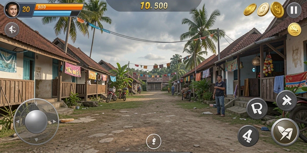 Screenshot menampilkan karakter utama dalam misi.
